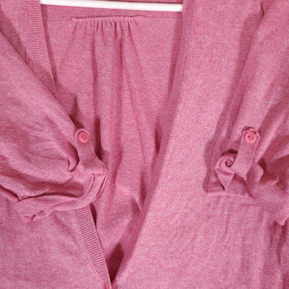 Croft & Barrow Womens Cardigan Sweater L Heather Pink Open Front Layering Preppy - Picture 12 of 16
